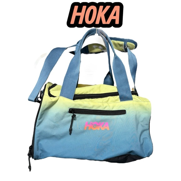 Hoka Handbags - Hoka Blue and Yellow Travel Duffel Bag with Sporty Design Luggage Overnight